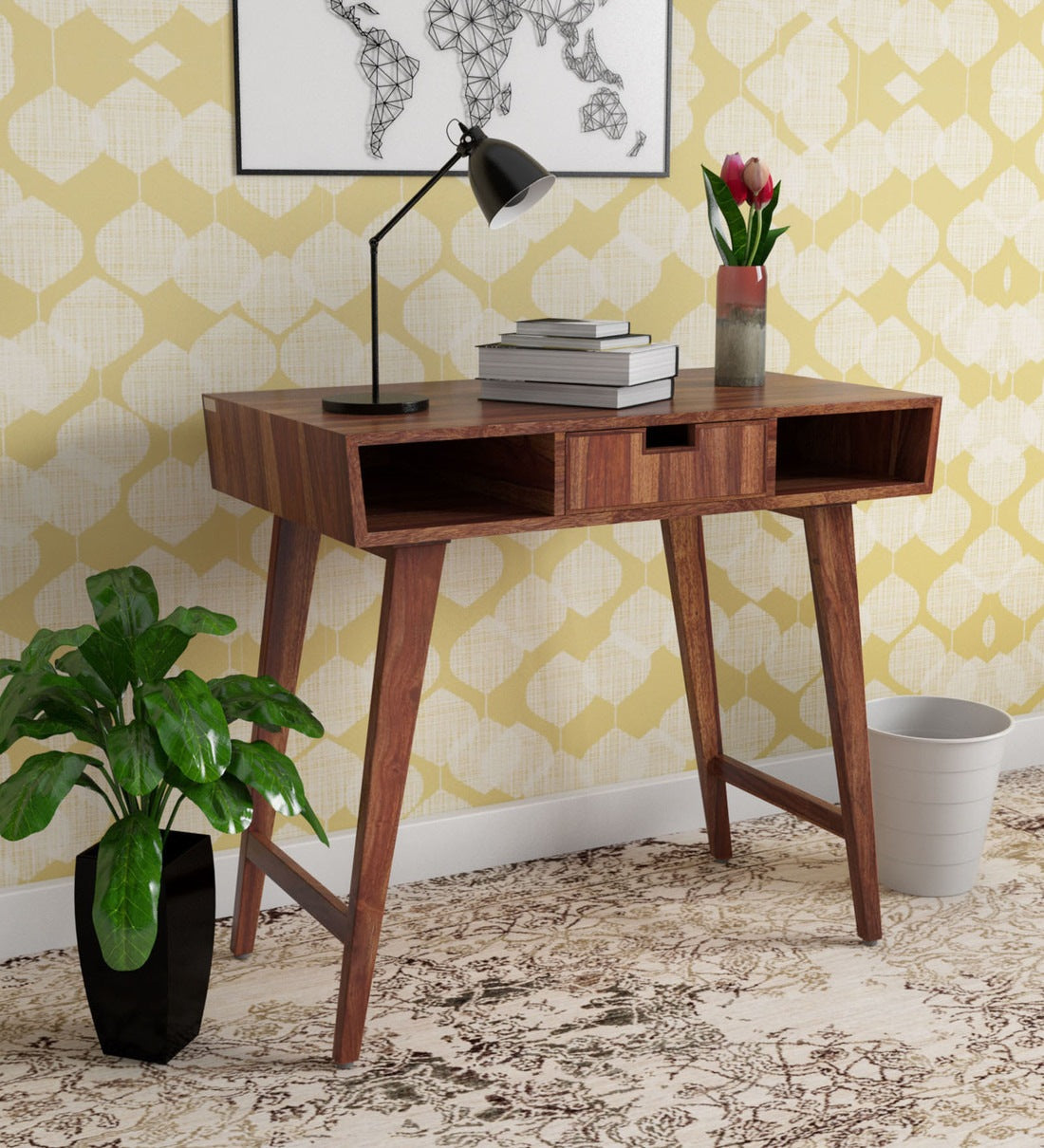 Polremo Wooden Study Table With Drawer For Home & Office in Provincial Teak Finish - Rajwada Furnish