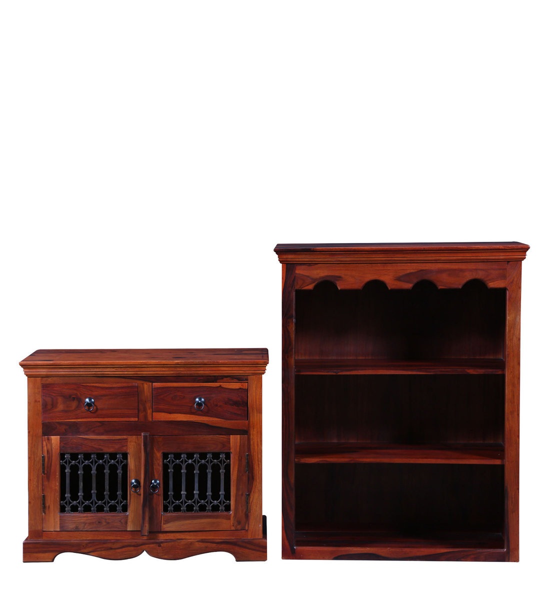 Saffron Solid Wood Crockery & Cabinet in Honey Oak Finish - Rajwada Furnish