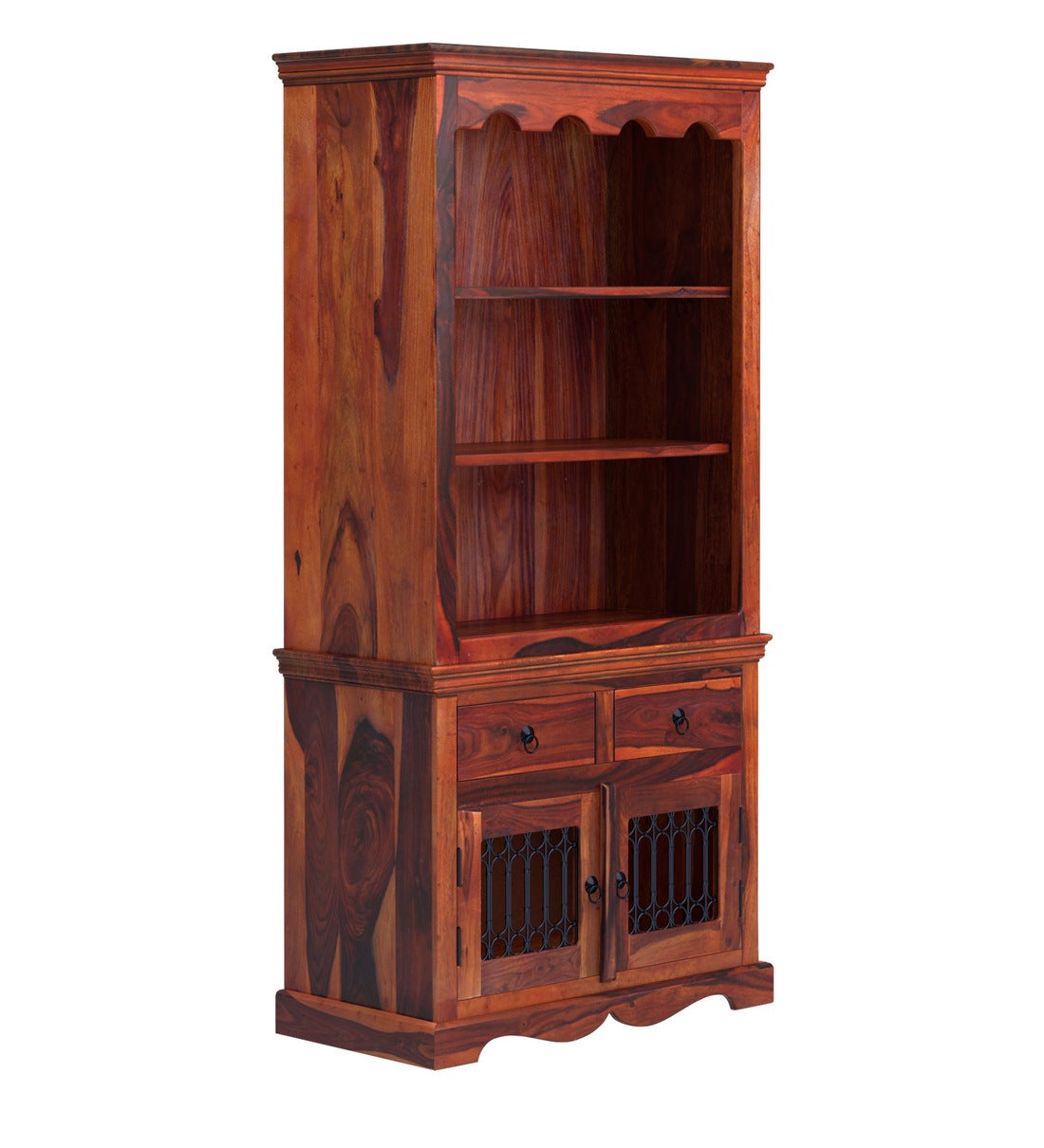 Saffron Solid Wood Crockery & Cabinet in Honey Oak Finish - Rajwada Furnish