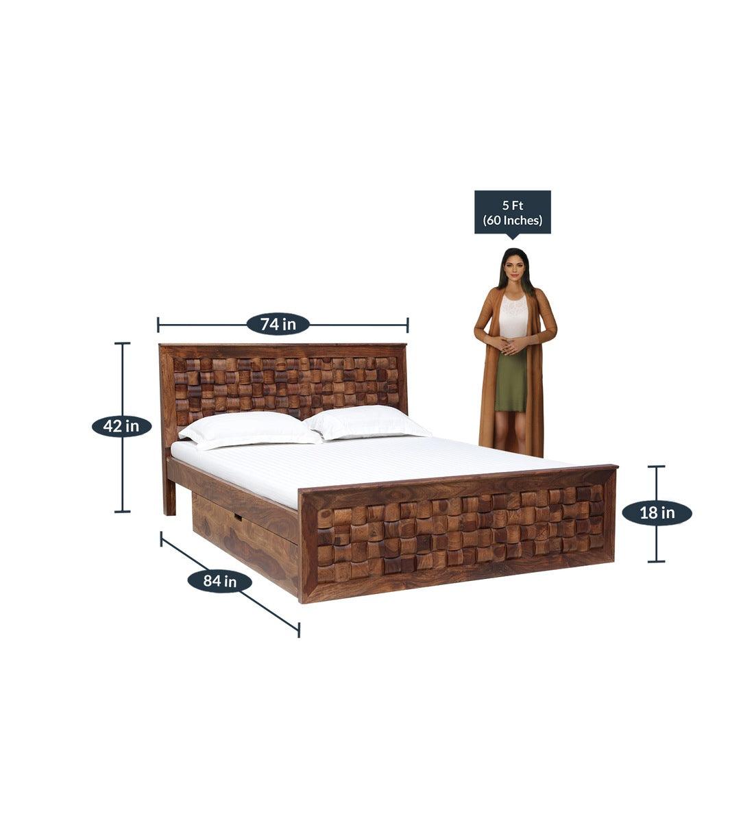 Wooden Bed with Drawer Storage For Bedroom - Rajwada Furnish