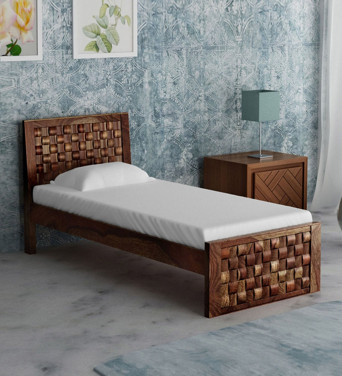Niware Wooden Single Size Bed for Bedroom Without Storage - Rajwada Furnish